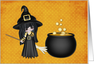 Halloween for Kids Cute Witch with Cauldron card