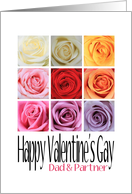 Dad and Partner - Happy Valentine’s Gay, Rainbow Roses card