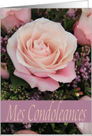 French Sympathy Mes Condoleances Pink Rose card