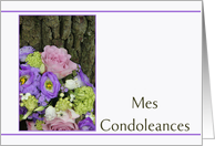 French Sympathy Mes Condoleances Purple bouquet card