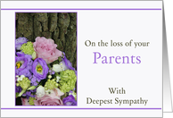 Sympathy Loss of your Parents - Purple bouquet card