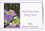 Sympathy Loss of your Step Son - Purple bouquet card