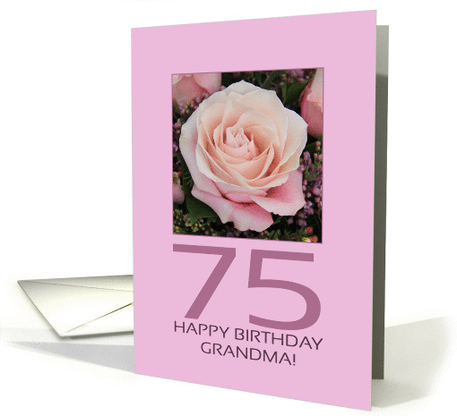 75th Happy Birthday Card for Grandma - Big pink rose card (1080658)