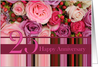 25th Wedding Anniversary Card - Pastel roses and stripes card