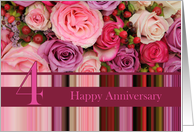 4th Wedding Anniversary Card - Pastel roses and stripes card