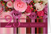 23rd Wedding Anniversary Card - Pastel roses and stripes card