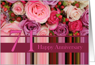 71st Wedding Anniversary Card - Pastel roses and stripes card