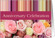 Anniversary Celebration Pastel Roses and Stripes card