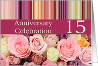15th Anniversary Celebration Invitation Pastel Roses and Stripes card