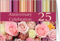 25th Anniversary Celebration Invitation Pastel Roses and Stripes card