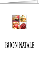 Italian Christmas Buon Natale 4 Ornaments Collage in Red and Gold card