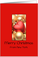 New York Merry Christmas - Gold/Red ornaments card