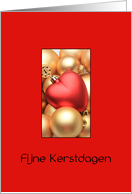 Dutch Christmas Fijne Kerstdagen Gold and Red Ornaments card