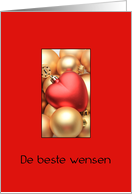 Dutch Best Wishes Beste Wensen Gold and Red Baubles card