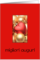 Italian Migliori Auguri Best Wishes Gold and Red Ornaments card