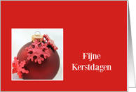 Dutch Christmas Fijne Kerstdagen Red Christmas Bauble card