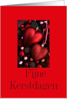 Fijne Kerstdagen, Dutch christmas card - Christmas heart ornaments card