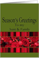 Aunt & Family - Season’s Greetings, Red roses and winter berries card