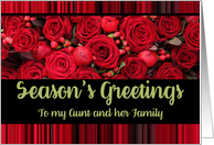 Aunt & Family Season’s Greetings Roses and Winter Berries card