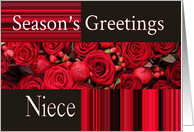 Niece - Season’s Greetings roses and winter berries card