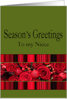 Niece - Season’s Greetings roses and winter berries card