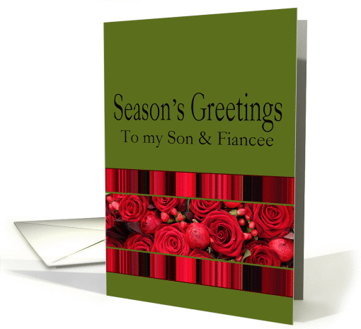 Son & Fiancee - Season's Greetings roses and winter berries card