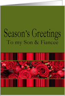 Son & Fiancee - Season’s Greetings roses and winter berries card