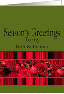 Son & Fiance - Season’s Greetings roses and winter berries card