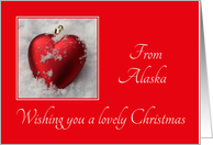 Alaska - Lovely Christmas, heart shaped ornaments card