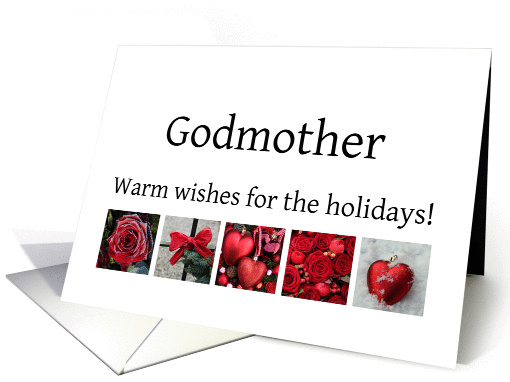 Godmother - Red Collage warm holiday wishes card (1115624)