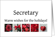 Secretary - Red Collage warm holiday wishes card