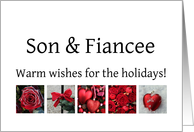 Son & Fiancee - Red Collage warm holiday wishes card