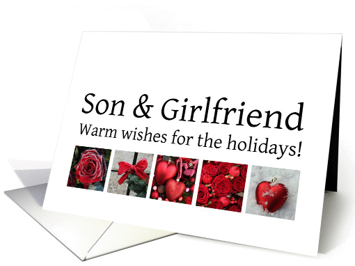Son & Girlfriend - Red Collage warm holiday wishes card (1116830)