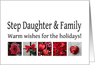 Step Daughter & Family - Red Collage warm holiday wishes card