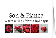 Son & Fiance - Red Collage warm holiday wishes card