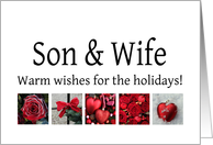 Son & Wife - Red Collage warm holiday wishes card