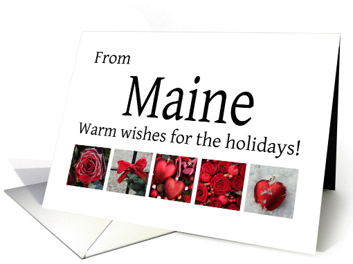 Maine - Red Collage warm holiday wishes card (1121772)