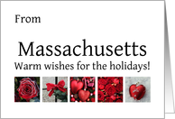 Massachusetts - Red Collage warm holiday wishes card