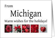 Michigan - Red Collage warm holiday wishes card