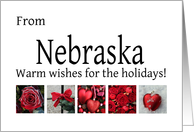 Nebraska - Red Collage warm holiday wishes card
