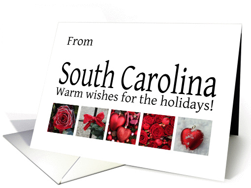 South Carolina - Red Collage warm holiday wishes card (1121850)