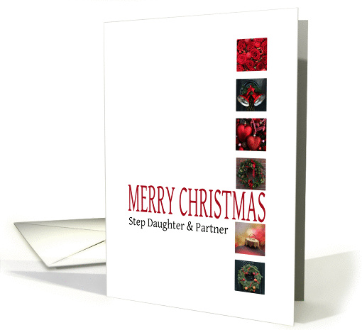 Step Daughter & Partner - Merry Christmas - Red christmas collage card