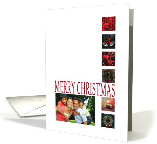 Merry Christmas Customizable with photo - Red collage card (1133706)