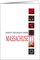 Massachusetts Happy Holidays - Red christmas collage card