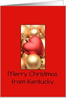 Kentucky Merry Christmas - Gold/Red ornaments card