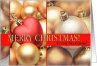 Maryland Merry Christmas - Gold/Red ornaments card