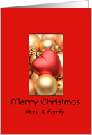Aunt & Family Merry Christmas - Gold/Red ornaments card