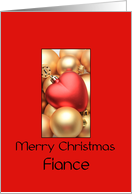 Fiance Merry Christmas - Gold/Red ornaments card