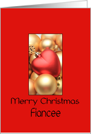 Fiancee Merry Christmas - Gold/Red ornaments card