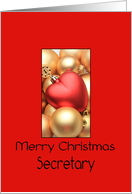 Secretary Merry Christmas - Gold/Red ornaments card